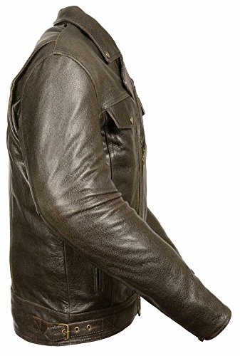 Milwaukee Men's Utility Pocket Motorcycle Leather Jacket (Retro Brown, 4X-Large)