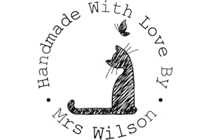 Personalised Cat and Butterfly Design Handmade with Love by Stamp Custom Self Inking Wedding Stamps Round Return Flash Stampe