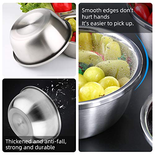 ALPS 304 Stainless Steel Mixing Bowls without Lids Set of 5 for Kitchen