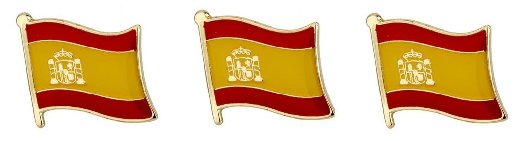 Set of 3 x Flag of Spain pin Badges Spanish Flag pin Badge