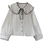 Verdusa Women's Elegant Button Down Blouse Long Sleeve Bow Binding Collared Shirts