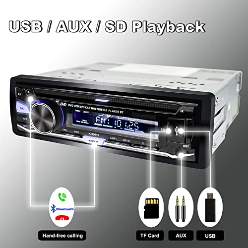 Alondy Car Radio Bluetooth USB CD/DVD Player, 1 DIN Radio RDS FM AM MP3 SD AUX Hands-Free