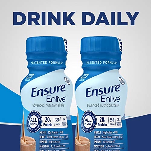 ENSURE ENLIVE MEAL REPLACEMENT SHAKE, 20G PROTEIN, 350 CALORIES, ADVANCED NUTRITION PROTEIN SHAKE, MILK CHOCOLATE, 8 FL OZ (PACK OF 4)
