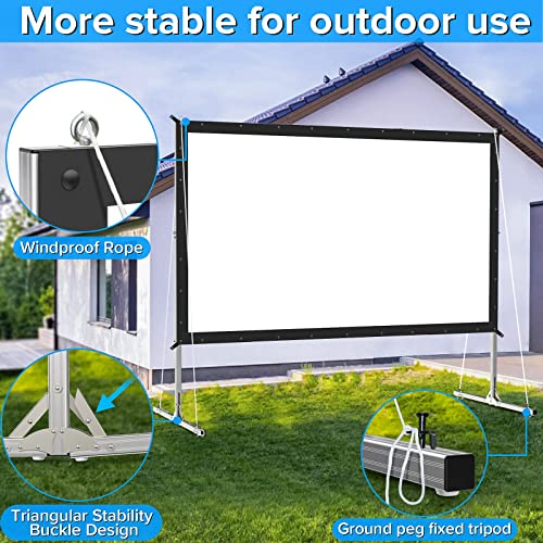 Projector Screen and Stand,JWSIT 120 inch Outdoor Movie ScreenUpgraded
