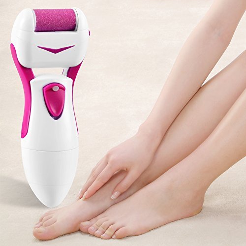 Pedegg power Electric Foot Callus shaver Remover Dry Hard Dead Skin Foot Smoother Pedicure with Diamond Crystals Professional Spa Electronic Micro Pedi Feet Care (red)