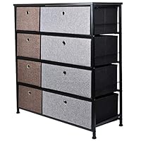 KINWELL Extra Wide Fabric Storage Organizer Mixed Colors Clothes Drawer Dresser with Sturdy Steel Frame, Wooden Tabletop, Easy Pull Fabric Bins Organizer Unit for Bedroom Hallway Closet-8Drawers