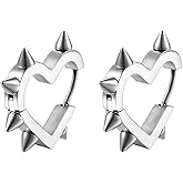 Hip-Hop Hoop Spike Heart Earrings for Women Men Gothic Punk Rock Earrings Y2k Emo Christmas Halloween Jewelry Gifts