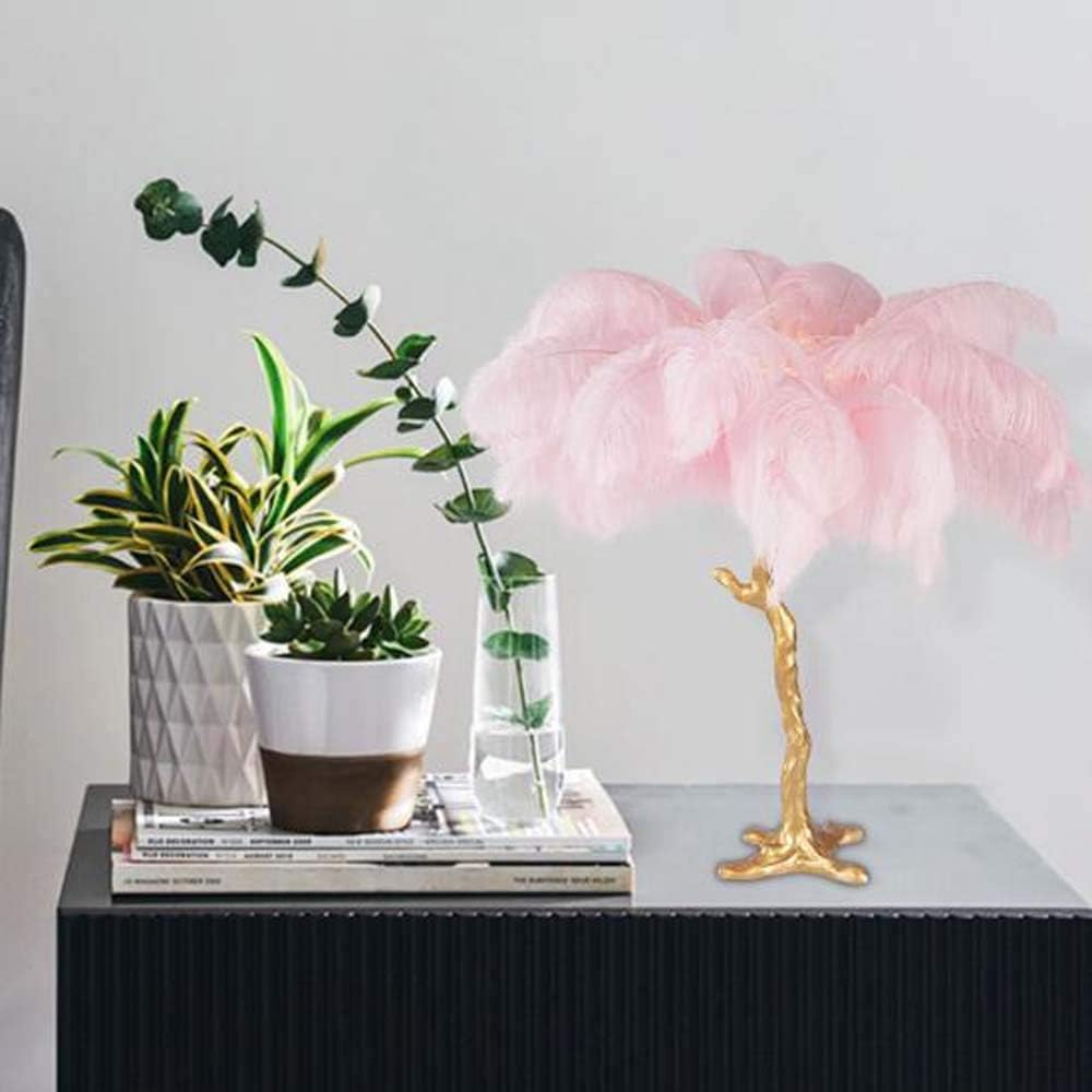 HYH Feather Table Lamp Bedroom Nordic Living Room Lamp Dining Table Lamp Creative Minimalist Resin Ostrich Feather Lamp 50 * 70cm A Beautiful Life