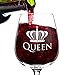 DU VINO Queen Funny Novelty Wine Glass - 12.75 oz. - Humorous Present for Mom, Women, Friends, or Her - Bridal Shower, Engagement or Wedding Favor - Made in USA