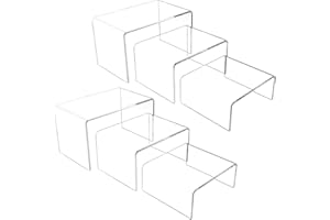 Hmdivor 6pcs Acrylic Risers for Display, 2 Sets of Food Risers Dessert Stands for Display, 5" Clear Shelf Risers for Dessert, Food, Figure, Cupcake and Perfume