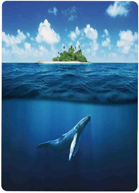 Amazon 壁紙 絵画風ポスター はがせるシール式 島 ヤシの木と島クジラ水中動物深海リラクゼーション画像 バイオレットブルーグリーン40x60cm 景色 森林と小道 森林浴 新緑 散歩道 目の保養 癒し 気分転換 建築用壁紙 耐候性塗料 ウォールステッカー オンライン通販