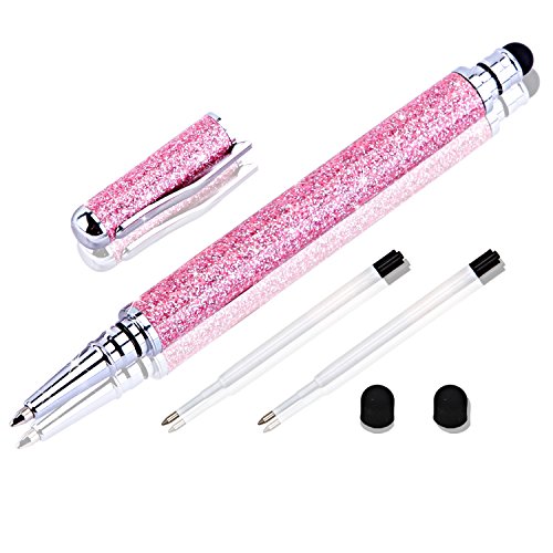 METRO 2 in 1 Stylus/Ball Point Pen [Dual Purpose] with Replacement 2 Rubber tips and 2 Ballpoint Refills, for iPhone/iPad/Smart Phone/Kindle/Touchscreen Laptop (Pink)