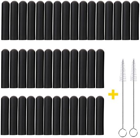 Haishell 50 Pcs Long Liquor Pour Spouts Covers Black Pourer Cap Rubber Bottle Pourer Cover Dust Caps (Length 2.05 inch,Diameter 0.39 inch)