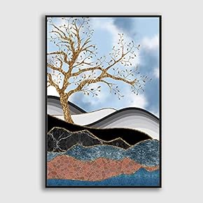 Framed Canvas Home Artwork Decoration Abstract Colorful Scenery Canvas Wall Art for Living Room, Bedroom - 16x24 inches