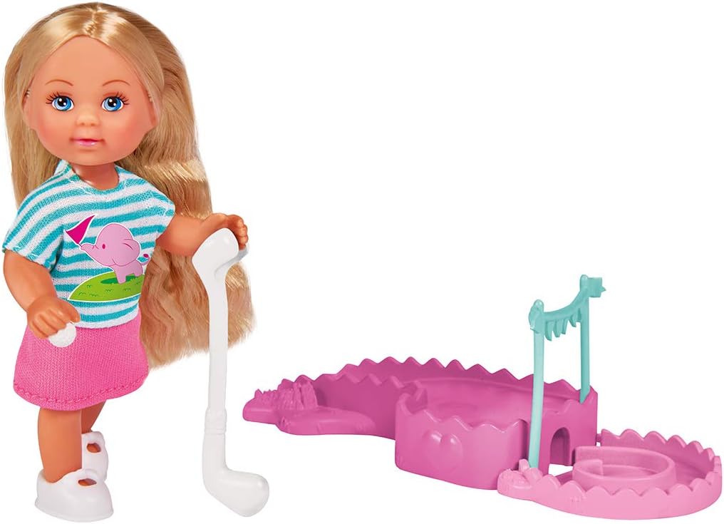 Simba Love Mini Golf Doll in a Cute Summer Outfit with Mini Golf Course, Bats and Balls, Multicolored