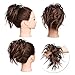Tousled Updo Messy Bun Hair Piece Scrunchies Synthetic Wavy Bun Extensions Rubber Band Elastic Scrunchie Chignon Instant Ponytail Hairpiece for Women #30T4 Dark Auburn & Medium Brown