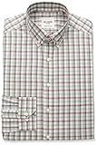 Ben Sherman Men's Skinny Fit Check Stripe Button Down Collar Dress Shirt, Rust/Tan/Grey, 16