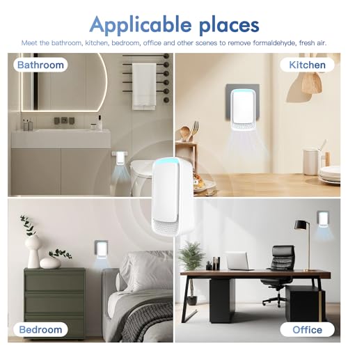 Plug In Air Ionizers - Negative Ion Technology Air Purifier - Quiet Operation Air Freshener for Home, Bedroom, Office, Garage Room - Portable Air Purifiers Odor,Pets Smell - Air Cleaner White (1 Pack）