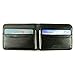 Enimay Genuine Leather Metal Money Spring Clip Horizontal Bifold Wallet ID Holder Black