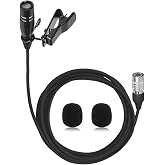 XHXJCYS Lavalier Lapel Microphone Compatible with Audio-Technica Bodypack | Unidirectional Condenser Super Cardioid Clip-On Mic for Wireless Transmitter System with Hirose 4 Pin Plug