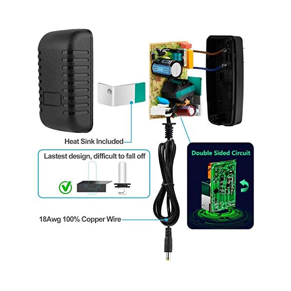EFISH DC 12V 2A 24W Netzteil,Netzstecker für 12V kleine elektronische Geräte,CCTV-Kamera,WLAN-Router,Hub,LED-Streifen,Telekom,Speedport,Scanner,Schalter,Türklingel+7 Verschiedene DC-Stecker – Bild 6