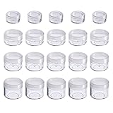Hicarer 20 Pieces Cosmetic Containers Travel Pot Jar Set with Lid for Creams Sample Make-up Storage, 5, 10, 15 and 20 Gram (Clear Lid and Clear Body)