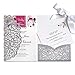 ponatia 20 PCS 3 Folds 5x7'' Wedding Invitations Cards with Envelopes Ribbons for Wedding Bridal Shower Engagement Birthday Graduation Invite (Silver Glitter)