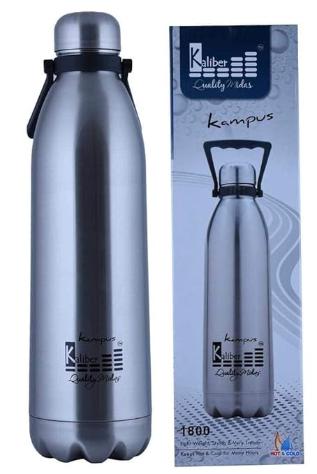 Rockfield Kaliber Silver Stainless Steel 1800ml Double Body Hot and Cold Water Bottle
