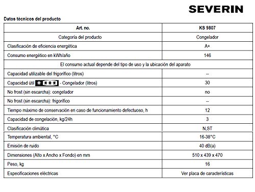 Severin KS 9807 Mini-Congelador, 30 L, Blanco: Amazon.es: Grandes ...