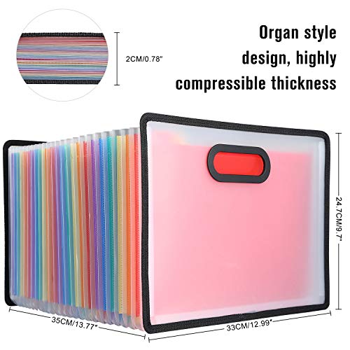 Expanding File Folder, Expandable File Organizer, Multicoloured Accordion File Folder with Labels Guide and Customized Label Sticker for Office/Home/Business/Study/Paper Work (24 Pockets)