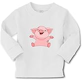 Kids Long Sleeve T Shirt Little Pig Sleeping Farm Cotton Boy & Girl Clothes Funny Graphic Tee A White Design Only 2T