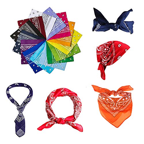 12pcs Bandanas Novelty Double Sided Print Paisley Cowboy Bandana Party