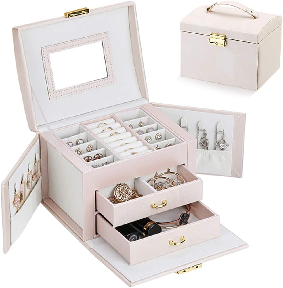 HOMU Girls Jewelry Box Jewelry Organizer with Lock 3 Layers Jewelry