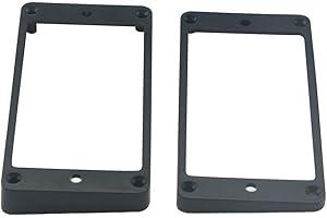 FLEOR 2pcs Black Plastic Neck & Bridge Humbucker Pickup Mounting Ring Curved Frame for LP Style Guitar