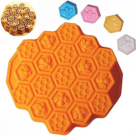 Soap Chocolate Pastry Mould,Smozer 19-Holes Honeycomb 3D Silicone Cake Molds DIY Baking Cake Tools