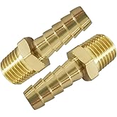 Avanty Brass Hose Barb Fitting, 1/8" Barbed x 1/8" NPT Male Adapter Connector, Pack of 2