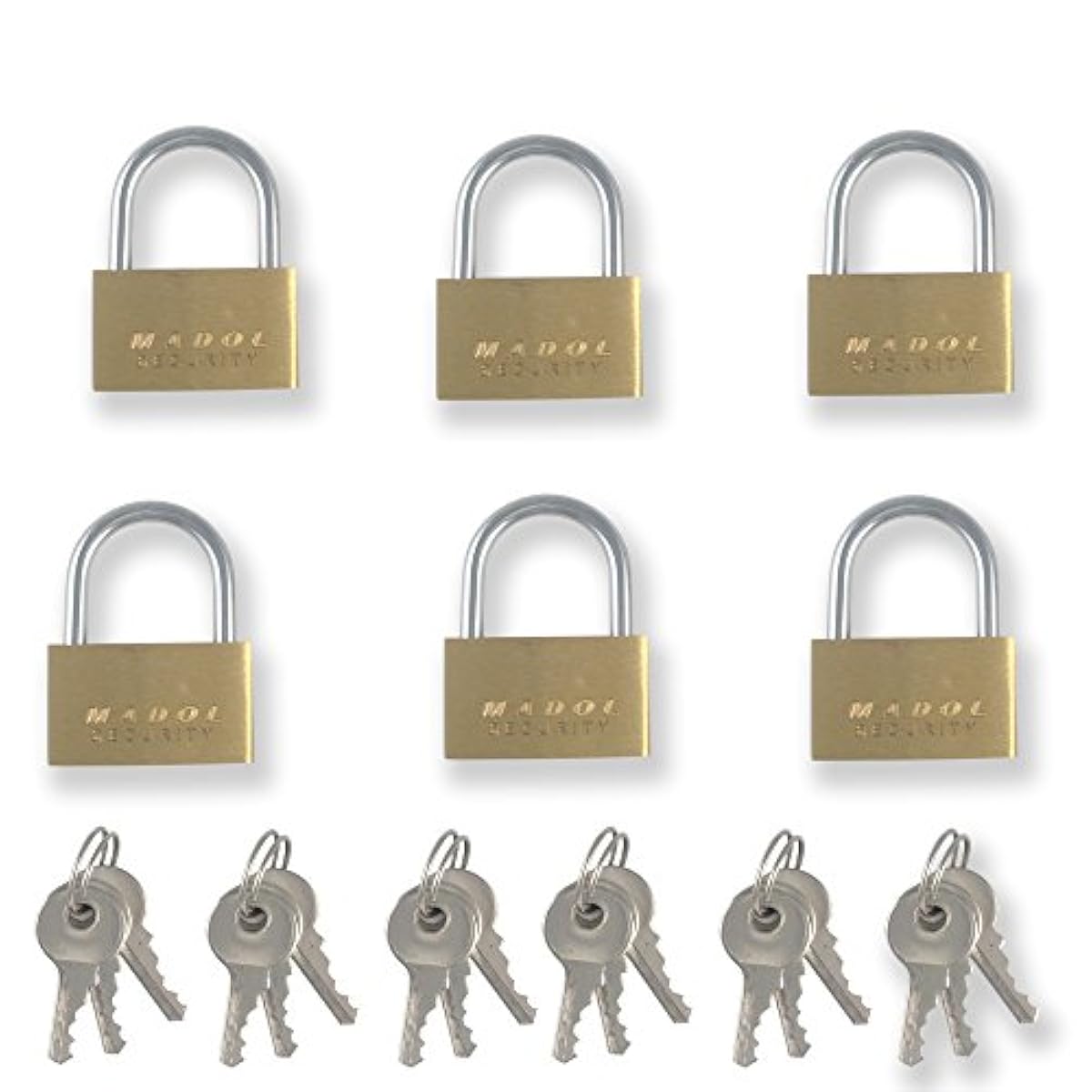 25mm Small Mini Brass padlock with Brass Chromed Keys PACK of 6 all