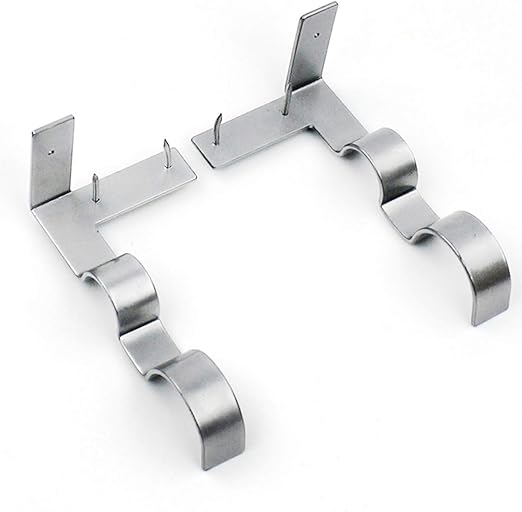 2Pcs Hang Curtain Rod Brackets Double Center Support Into Window Frame