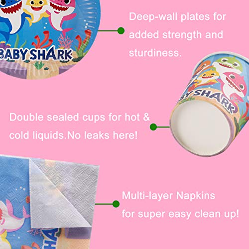 image for zhouweizhouwen Shark Party Supplies for Baby - Flatware, Spoons, Plate
