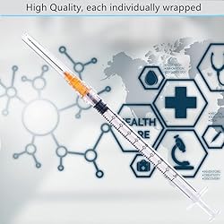 100 Pack Disposable 1ml/cc Lab Syringes with 25Ga 1