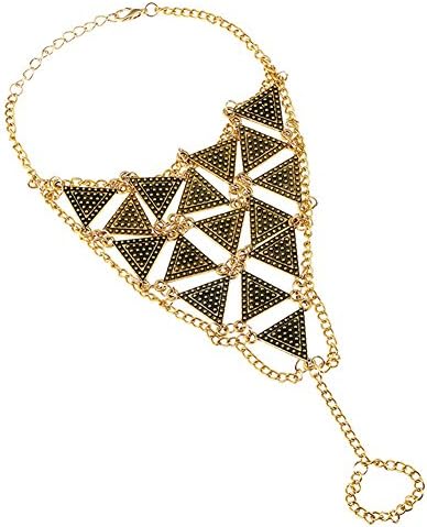 Lucky Grass Bohemia 2 Pcs Barefoot Geometric Triangle Pattern Ladies Barefoot Anklet Chain(gold)
