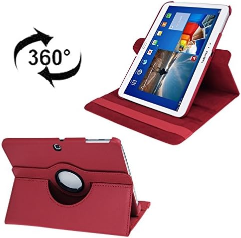 MOLIBAIHUO 360 Degree Rotation Lichi Texture Business Leather Case with Holder for Samsung Galaxy Tab 3 (10.1) / P5200 / P5210, Magenta Tablet Case (Color : Red)