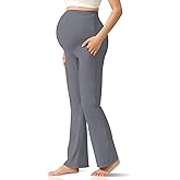 CUXFLS Women's Maternity Leggings Over The Belly Pregnancy with Pockets Yoga Pants Active Wear Tights Pants Workout