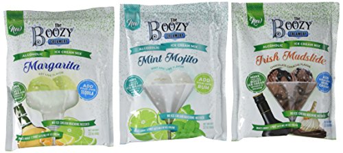 The Boozy Creamery Alcoholic Ice Cream Mix Sampler, Mint Mojito, Margarita and Irish Mudslide, 6-pack (six 90 gram pouches)