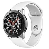 Kmasic Sport Band Compatible Samsung Galaxy Watch 46mm, Gear S3 Band, Soft Silicone Strap Replacement Wristband Compatible Samsung Galaxy Watch SM-R800NZSAXAR Smart Fitness Watch, Large, White