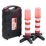 Heliar Early Warning LED Road Flares, Alternative to Roadside Safety Triangle, High Reflective, Far Visible, 2 Pack Kit with Storage Case