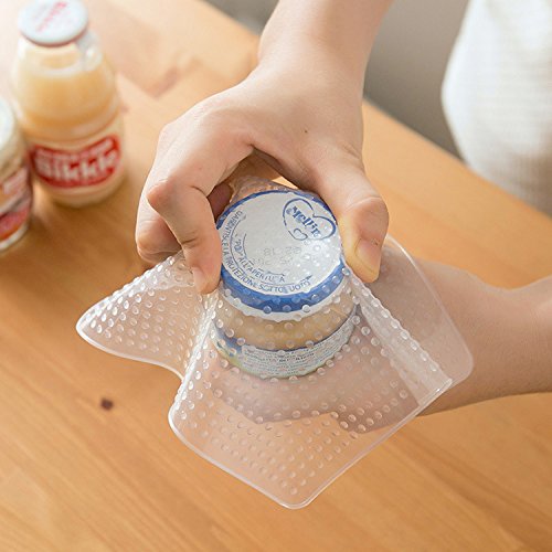 Food Saver! Reusable Stretchy Silicone lids，Reusable food wrap, Durable and Expandable to Fit Various Sizes and Shapes of Containers,Dishwasher and Freezer Safe Pack of 4 - Thumbnail 5