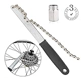 Oumers Bike Chain Tools Kit, Chain Whip with Cassette, Sprocket Remover/Rotor Lockring Removal Wrench/Bicycle Flywheel Chain Sprocket Remover Tool Pack
