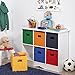 RiverRidge 6 Bins Storage Cabinet for Kids, White/Primary