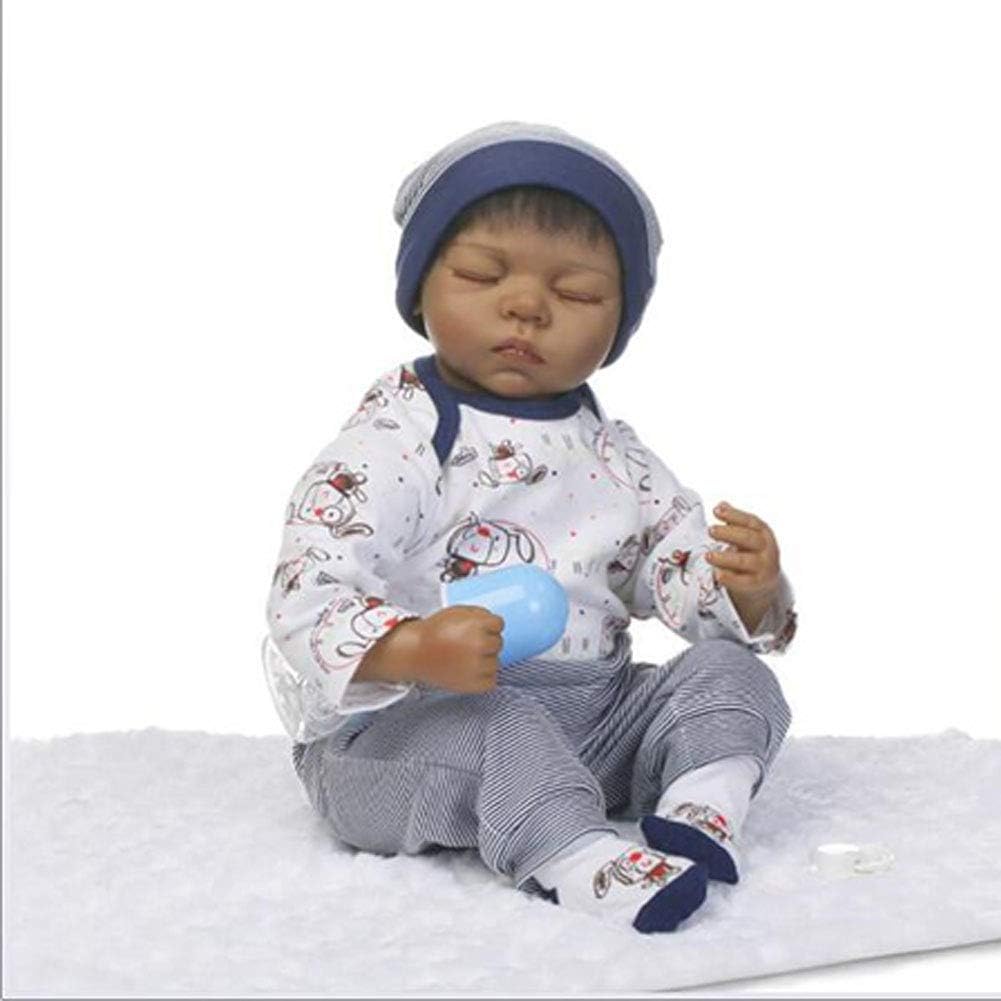 Prezzo NACHEN Rinato Bambole Scuro Pelle realistica Sleeping Doll Vita Reale Morbido Silicone Vinile Realistico Giocattolo Regalo di Compleanno 50 Centimetri,color1,e Offerte